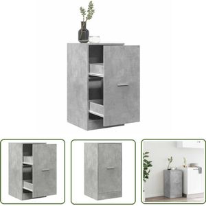 The Living Store Apothekerskast 40x41x77,5 cm bewerkt hout betongrijs - Apothekerkast - Houten Kast - Opbergkast - Vintage Kast - Badkamerkast