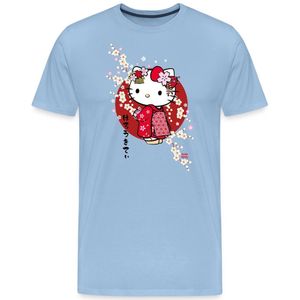 Hello Kitty In Een Rode Kimono En Kersenbloesems Premium T Shirt Heren