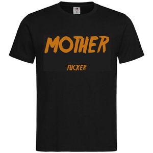 T-shirt Unisex Volwassenen Lol - Festival - carnaval - kermis - festival - vrijgezel - feestje - grappig - humor - Weekend - ""Mother fucker"" | korte mouw | Zwart/tan | maat L