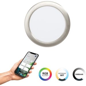 EGLO connect.z Fueva 6-Z Smart Inbouwspot - Badkamer/Buiten - LED - Ø 16.8 cm - Grijs - Instelbaar RGB & wit licht - Dimbaar - Zigbee