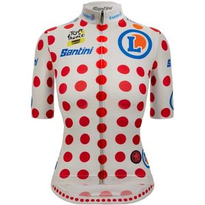 Santini Tour De France Avec Zwift Polka Dot 2025 Korte Mouw Wielertrui Wit L Vrouw