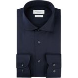 Profuomo - Twill Hemd - Navy - Extra Lange Mouwen - Slim-fit - Strijkvrij Katoen