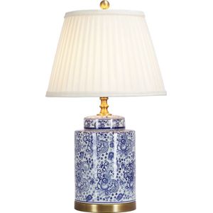 Fine Asianliving Oosterse Tafellamp Porselein Blauw Wit Art