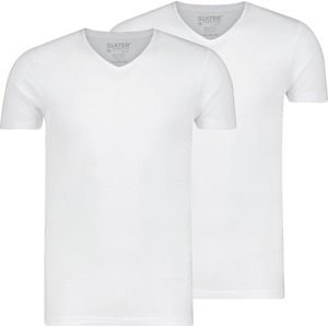 Slater 8200 - Tencel 2-pack T-shirt V-hals korte mouw wit 3XL