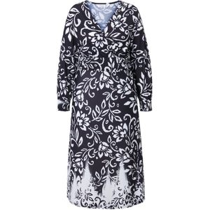 MIAMODA MIAMODA - Dames - Maxi-jurk A-lijn all-over print lange mouw - Zwart - Maat 42