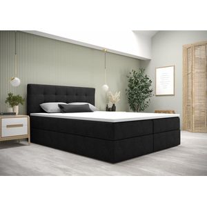 Opberg Boxspring Fenne - 160x200 - Zwart - Inclusief Topper - Bed met Opbergruimte - Bonellvering tot 100 kg - Beddenbriljant