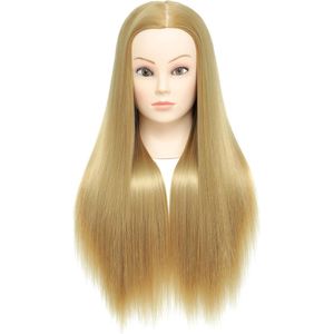 Trainingshoofd lang haar 66-71 cm voor kappers en cosmetologie – inclusief gratis vlechten set
