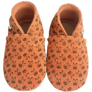 Donker oranje suede babyslofjes van Wall-Vis maat 23/24