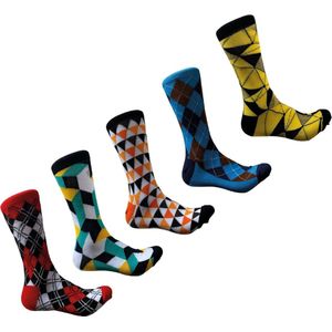 5 Paar Kleurrijke Mismatched Heren Sokken – Maat 41-46 – Comfortabel & Origineel Design – Cadeautip voor Mannen