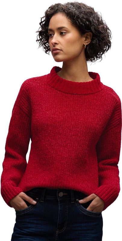 Street One Dames Zachte chenille trui in Rood, in size: 34