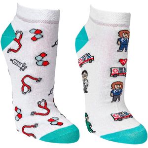 Grappige sokken | Sneakersokken | Thema: Medicijnen | Maat: 36-41 / 42-47 | 2 Paar