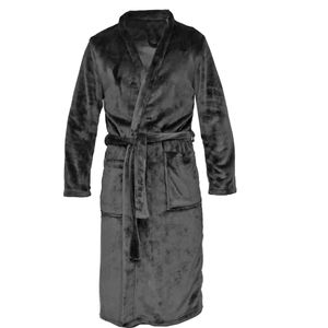 HOMELEVEL Flanellen Oversize Badjas Unixex voor Vrouwen en Mannen Aankleedjurk Sauna Badjas Reizen Badjas Gezellig Zacht Sauna Badjas Antraciet Maat 6XL