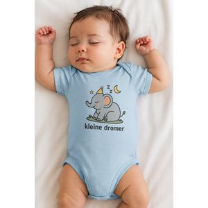 Baby Romper “Kleine Dromer” – Blauw – Unisex Rompertje met Cute Opdruk – 6-12 Maanden – Perfect Kraamcadeau