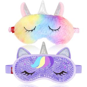 Koelend Oogmasker en Slaapmasker - Regenboog Eenhoorn voor Meisjes