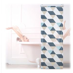 Relaxdays douchegordijn driehoek design - badkamergordijn - rolgordijn douche - gekleurd - 60x240cm
