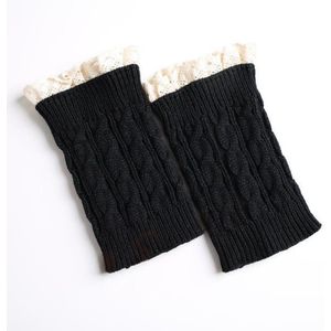 Dames kanten beenwarmers - 18 cm + 2 cm kanten rand - Gebreide winterlaarssokken - Beenwarmers - Laarswarmers - Gebreide warme korte beenwarmers - Herfst en winter korte kanten twist beenwarmers