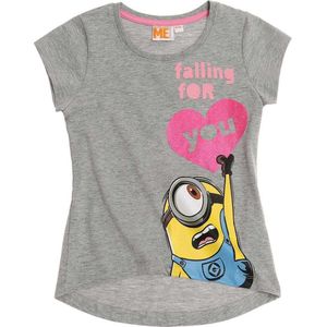 Minions T-shirt met korte mouw - grijs - Maat 128