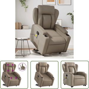 vidaXL Fauteuil - Sta-op Massagestoel - Sta-op-massagestoel verstelbaar kunstleer cappuccinokleurig - Massagerstoel - Kapstok - Loungestoel