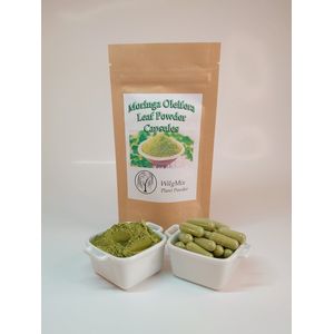 WilgMiX Plant Powder Capsules -Moringa Oleifera - Moringa Oleifera Blad Poeder 100% Puur  - 100 capsules á 500mg - Geteeld in Oeganda - Schaduw gedroogd - Gripzak -  Hoge voedingswaardes, Vitamines & Mineralen - Laboratorium getest