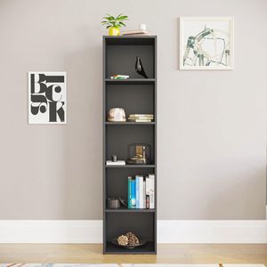 5-Tier Cube Boekenkast - Modern Zwart Houten Rekken voor Woonkamer en Kantoor