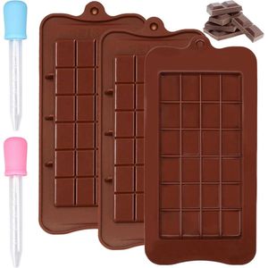 Siliconen bakvorm met anti-aanbaklaag voor chocolade - klein formaat (3 stuks) met 5 ml druppelaar