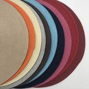 Ronde geweven afwasbare placemats - Set van 6 - Hittebestendig - 38 cm - Katoen - Keuken - Feest - Bruiloft - Geel