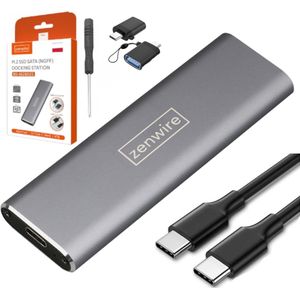 Zenwire Schijfbehuizing BS-M2802S - Hardeschijfbehuizingen - SSD m2 USB-C 3.1 NGFF SATA - tot 6 GB/s - met “M-sleutel” en “M+B-sleutel - Hardeschijf Behuizing
