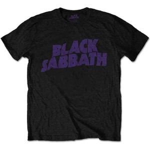 Black Sabbath - Wavy Logo Kinder T-shirt - Kids tm 8 jaar - Zwart