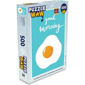 Puzzel Illustratie met de quote ""Good morning"" en een gebakken ei - Legpuzzel - Puzzel 500 stukjes