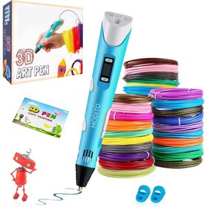 Modito 3D Pen Starterspakket - Inclusief 116 meter Filament in 16 Kleuren - Gratis Tekenboek & Lange Laadkabel - Geschikt voor ABS & PLA Filament - Blauw