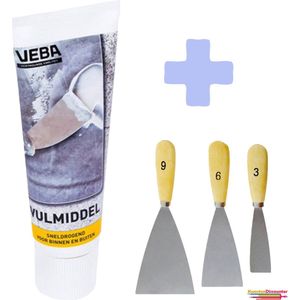 Muurvulmiddel - Vulmiddel 1x 400 gram - Muurvuller + KD Plamuurmes Set 3-Delig (3cm, 6cm, 9 cm)