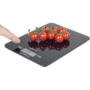 Digitale keukenweegschaal met lcd-display - draagkracht 5 kg - precisie op 1 g - glas zwart