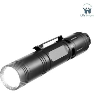LifeStages - Nood Zaklamp - Led-zaklamp - Zeer Krachtig Zaklamp - Oplaadbaar, 1200 Lumen, IP68, Waterdicht Tactische Lamp - 5 Modi Zaklamp - voor Militair, Kamperen, Wandelen, Noodgevallen - Zwart