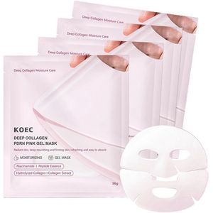 4 x Deep Collagen PDRN Pink Gel Mask – Niacinamide – Korean Skincare – Collageenextract – Hydraterend & Verstevigend – Glass Skin Effect – Koreaanse Peel Off Collageen Masker