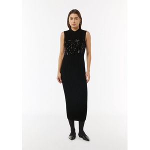 comma - Gebreide Jurk - Korte Mouwen - Met Pailletten