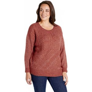 Trui van nerts met parels en ronde hals