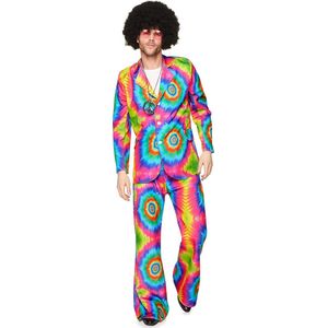 Karnival Costumes Tye Dye Suit Verkleedpak Flower Power Heren Carnavalskleding Heren Carnaval Foute Party Jaren 60 Jaren 70 '60 '70 - Polyester - Maat L - 2-Delig Top/Broek