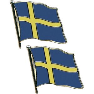 2x stuks pin speldje/broche vlag Zweden 20 mm - Landen feestartikelen