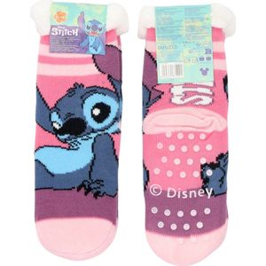 Lilo & Stitch Huissokken - Maat 23/26 - 2 Paar - Antislip - Fleece - Roze