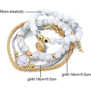 Akyol - bohemian Armband - 4 stuks - Sieranden - Armbanden - Goudkleur -Marble - cadeau voor dames - bohemian armband - bohemian sieraad - armband set armband dames - infinity armband - dames armband - afscheidscadeau voor dame - armband marmer