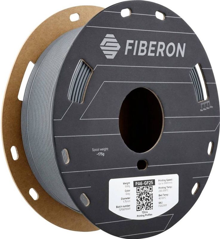 Polymaker Fiberon PA6-GF - Glasvezel Nylon Filament - Grijs - 1.75 mm - 500g