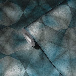 A.S. Création - Caleidoscoopeffect - Vliesbehang - Blauw Grijs