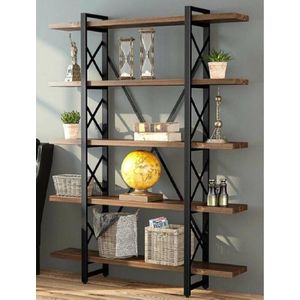 Industrieel kast/boekenkast/wandkast/wandrek met massief hout en een metalen gecoated frame  F3