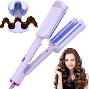 Wave Curler - 32 mm U-vormige krultang - Franse golvende krultang - Vier instelbare temperatuurstanden - Hitte- en reisbescherming - Snelle verwarming - Grote krultang - Geschikt voor kort en lang haar - Paars