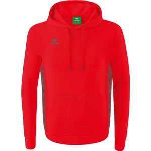 Erima Essential Team Sweatshirt Met Capuchon Kinderen - Rood / Slate Grey | Maat: 152