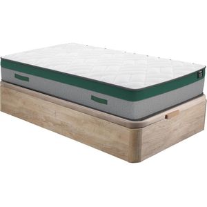 Ysmée Bedset 90 x 190 cm - bedbodem met lichte houtlook en opbergruimte + matras met pocketveren - PRESTIGE van YSMÉE PLAY L 190 cm x H 30 cm x D 90 cm