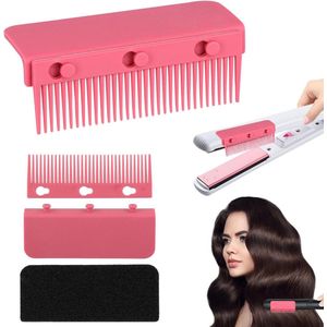 Allecto Plus - Platte Ijzeren Kam met Afneembare Rechttrekken Kambevestiging voor Stijltang - Roze - Compacte Haarstyling Accessoires voor Professioneel en Thuisgebruik