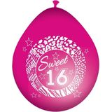 8x Roze sweet 16 leeftijd ballonnen