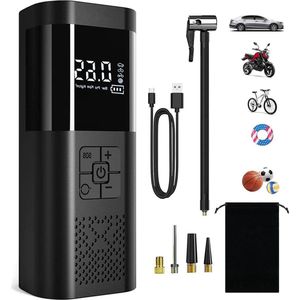 Autobandenpomp draagbare luchtcompressor 12 V 6000 mAh - draadloos - 150 psi - USB/led-licht - motorfiets auto fiets bal