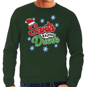 Foute Kersttrui / sweater - Santa is a little drunk - groen voor heren - kerstkleding / kerst outfit XXL